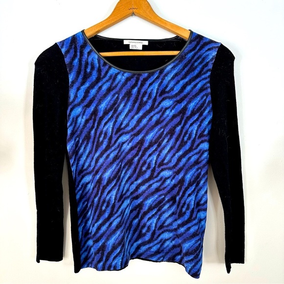 Gerard Darel Wool Blue Zebra Sweater Size Medium - Picture 2 of 11